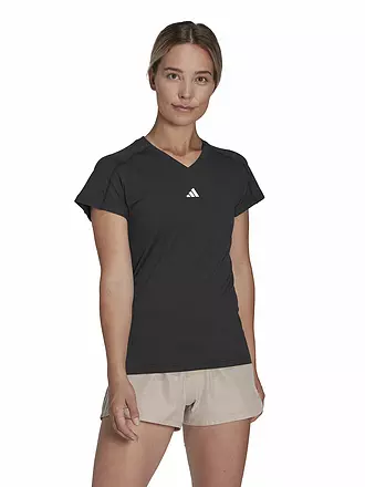 ADIDAS | Damen Fitnessshirt AEROREADY Train Essentials Minimal Branding V-Neck | schwarz