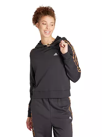 ADIDAS | Damen Hoodie Essentials 3-Streifen Animal Print Relaxed | schwarz