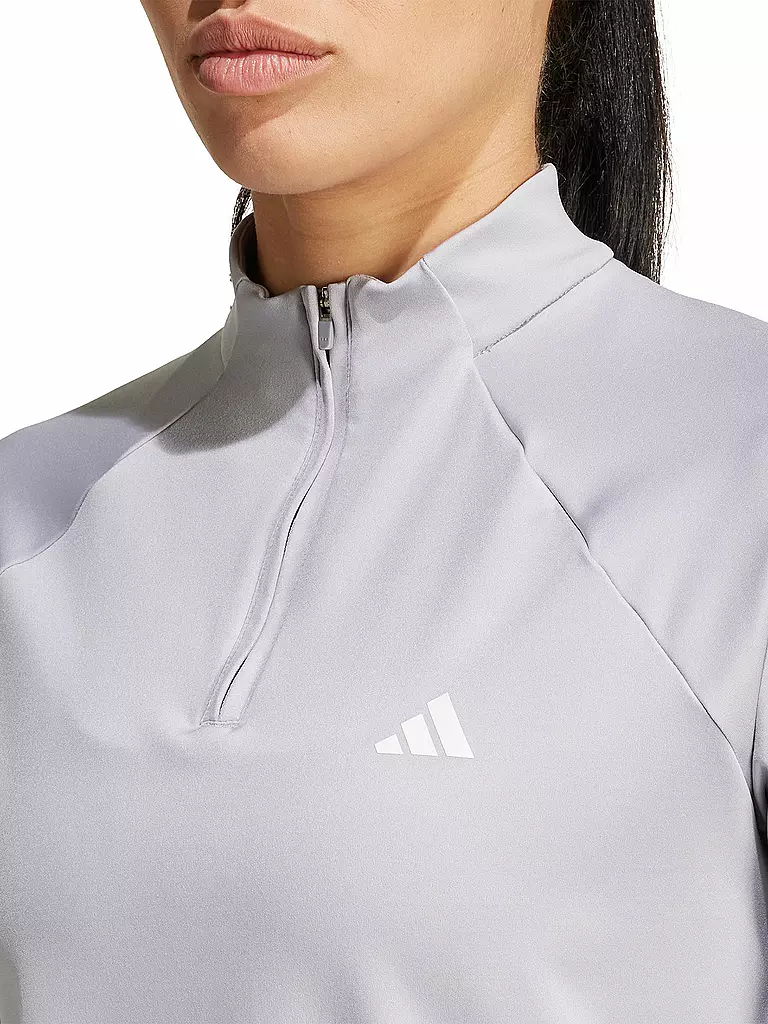 ADIDAS | Damen Fitness Zipshirt Train Essentials Minimal Branding 1/4-Zip | grau