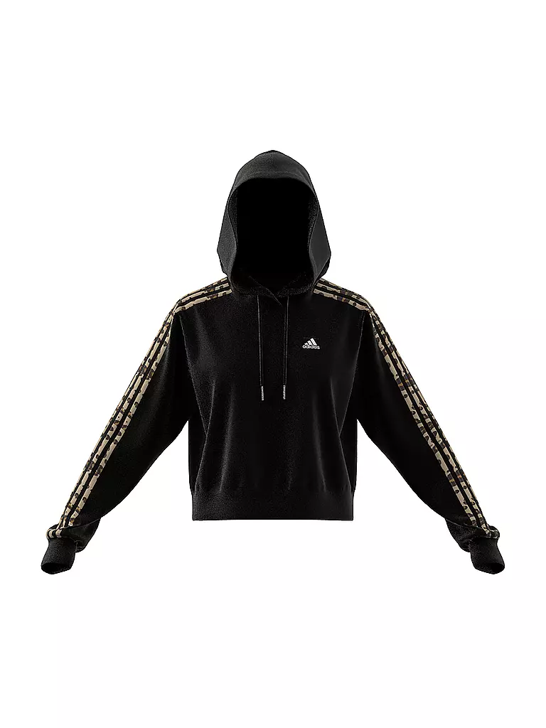 ADIDAS | Damen Hoodie Essentials 3-Streifen Animal Print Relaxed  | schwarz