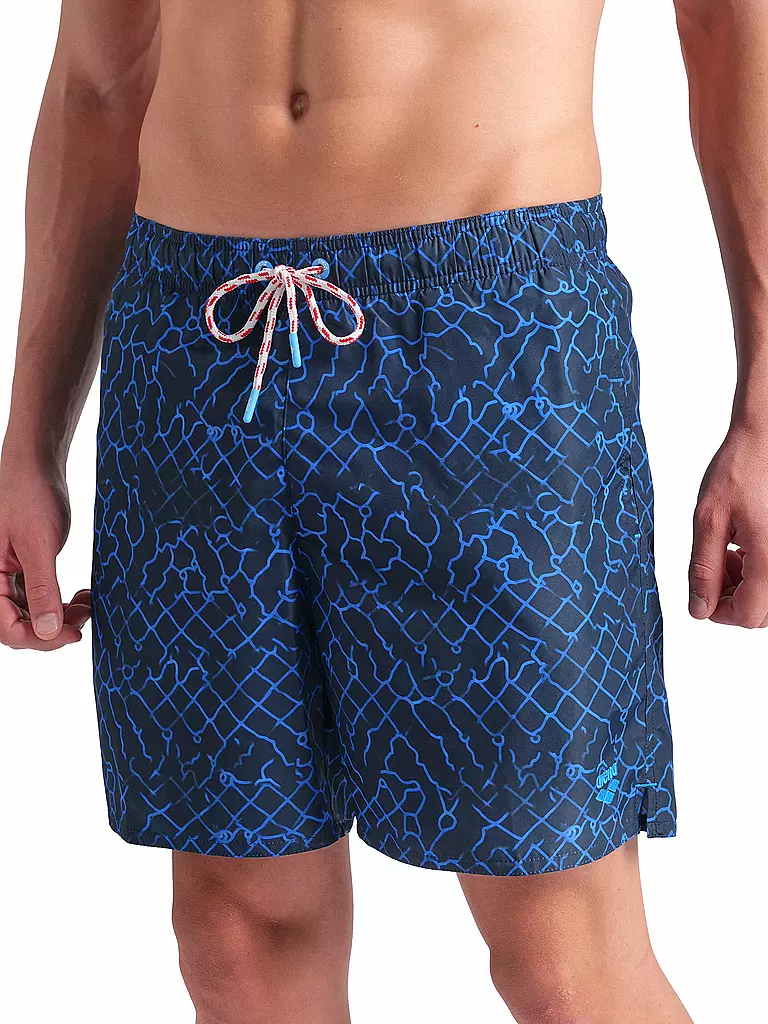 ARENA | Herren Badeshort Beach Boxer Allover | dunkelblau