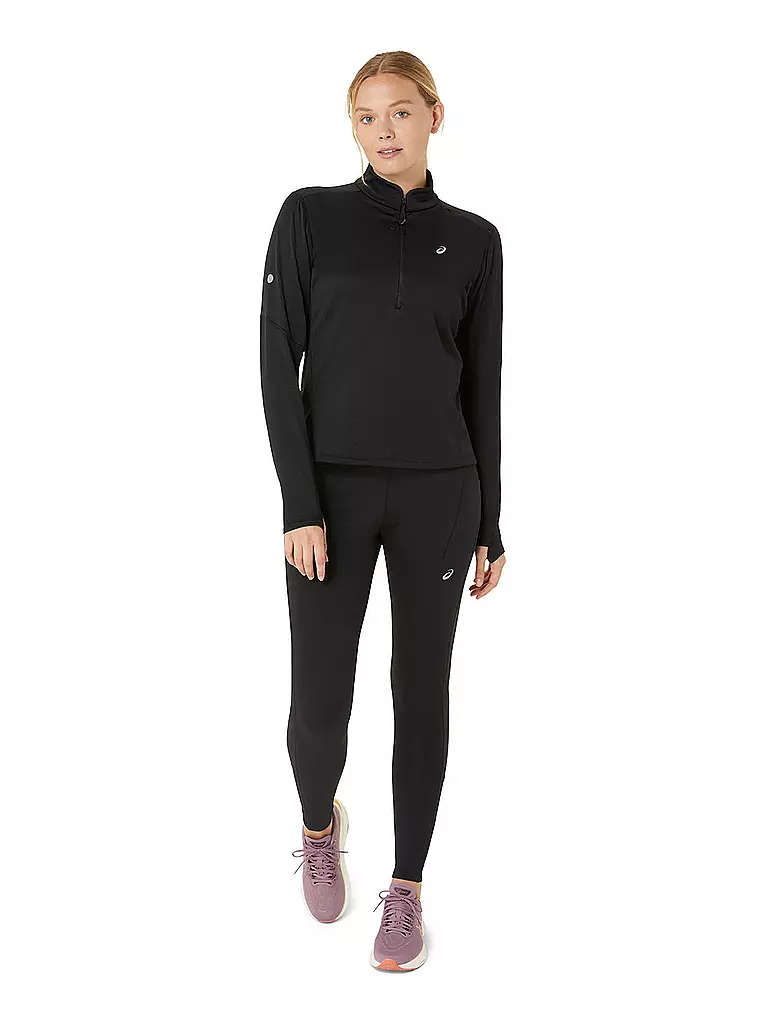 ASICS | Damen Laufshirt Road Winter 1/2 Zip | schwarz