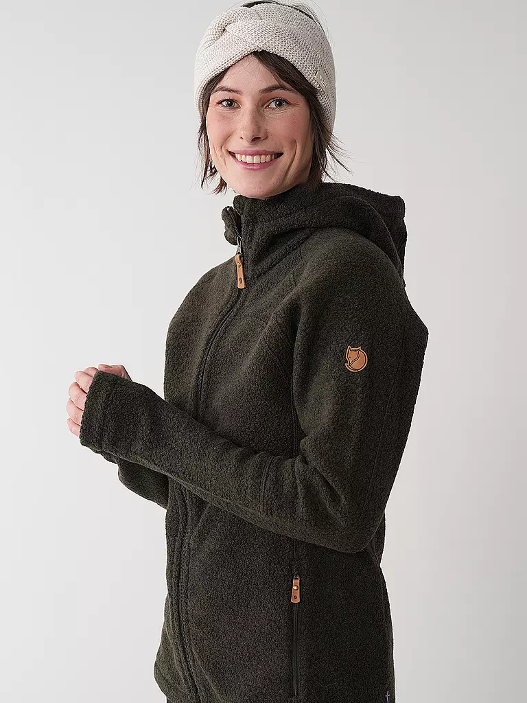 FJÄLLRÄVEN | Damen Fleecejacke Katium Hoodie | olive