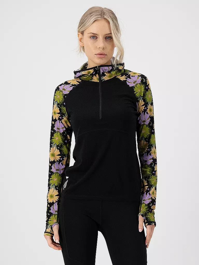 MONS ROYALE | Damen Unterziehshirt Bella Tech Floral Hoodie | olive