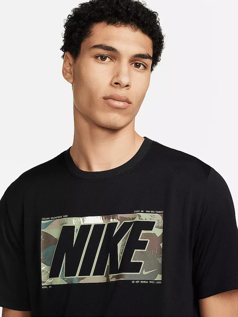 NIKE | Herren Fitnessshirt Dri-FIT Camo | schwarz