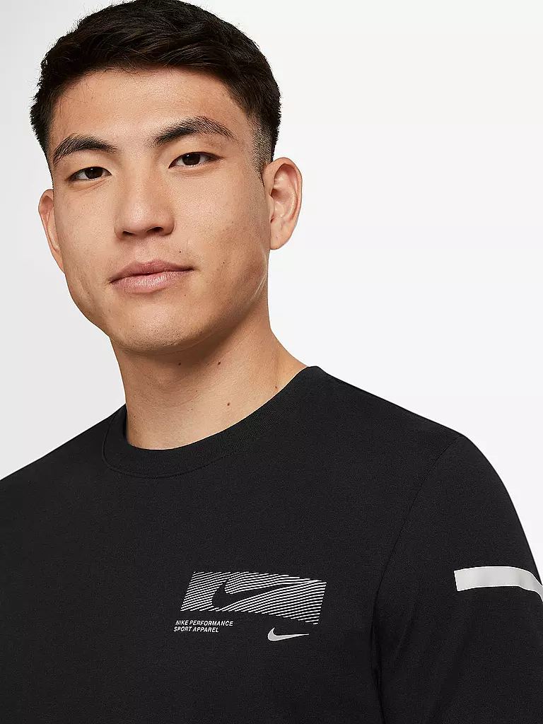 NIKE | Herren Laufshirt Dri-FIT Flash | schwarz