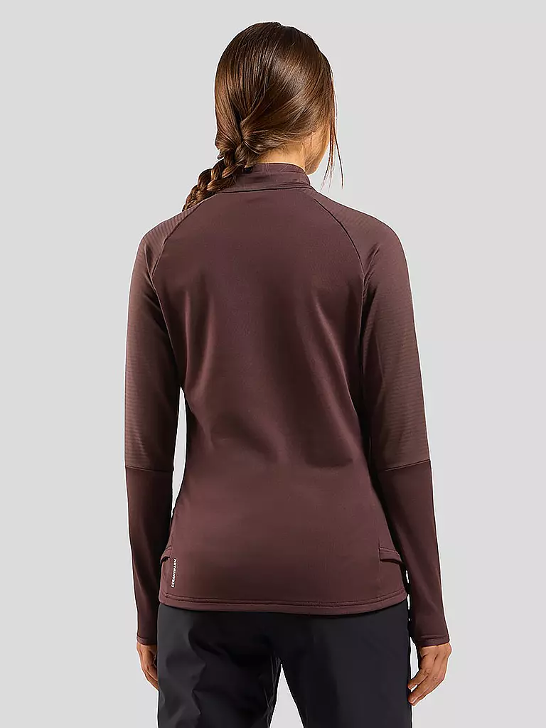 ODLO | Damen Unterzieh Zipshirt Descent Ceramiwarm | braun