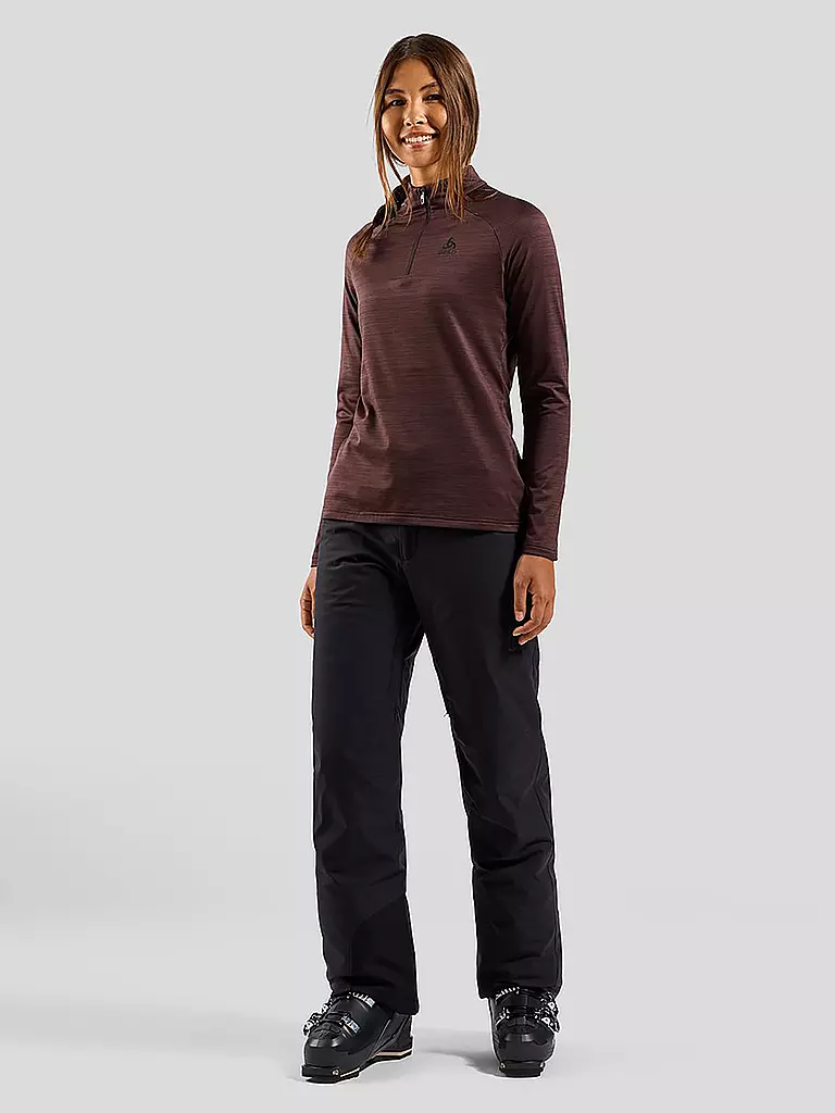 ODLO | Damen Unterzieh Zipshirt Essentials Ceramiwarm | beere