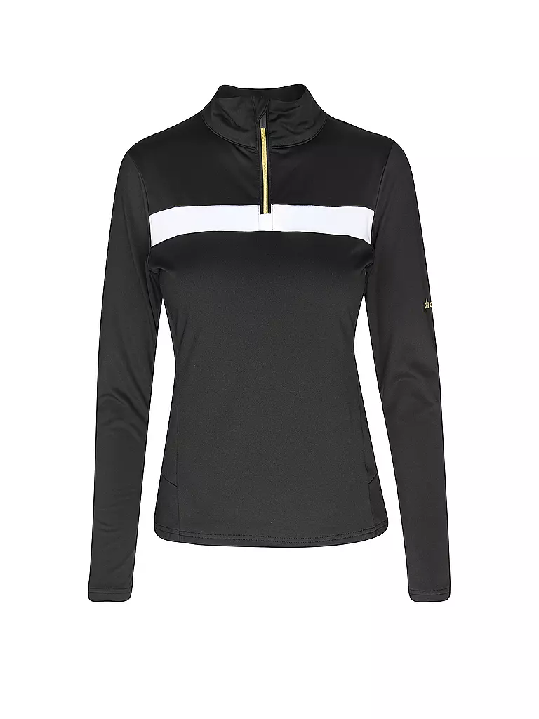 PHENIX | Damen Unterzieh Zipshirt Gold Accent | schwarz