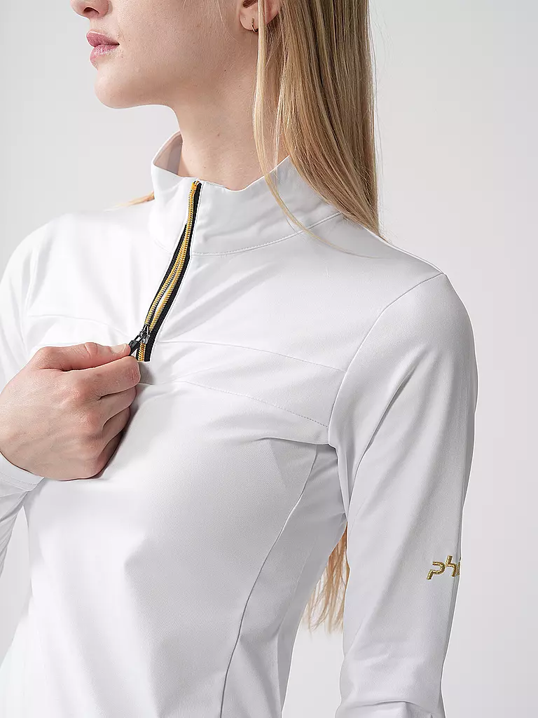 PHENIX | Damen Unterzieh Zipshirt Gold Accent | weiss