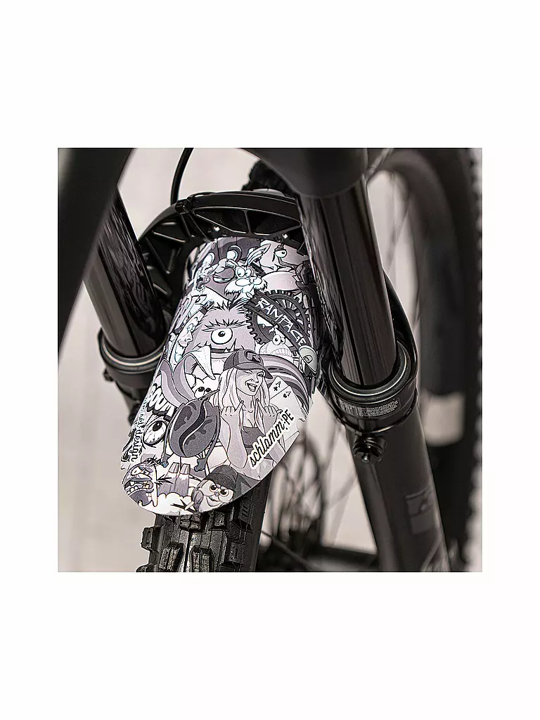 RIESEL DESIGN | Mudguard schlamm:PE Stickerbomb Eyecatcher Ultra Black | grau