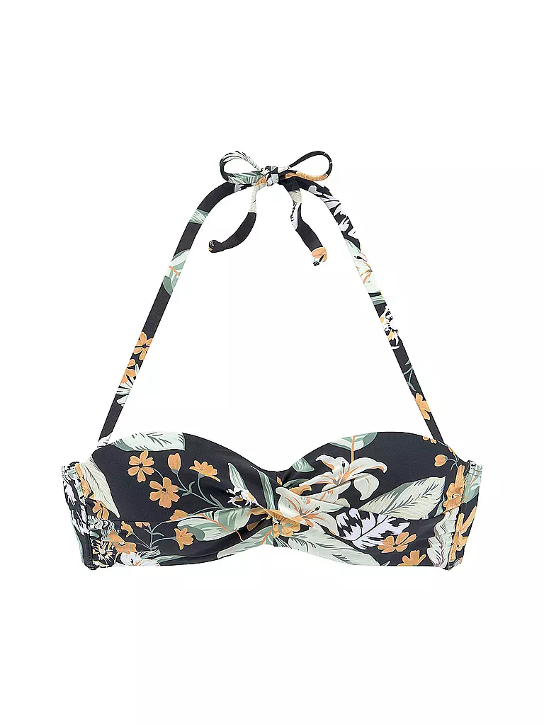 SUNSEEKER | Damen Bikinioberteil  Bandeau Bügel Black-Print | schwarz