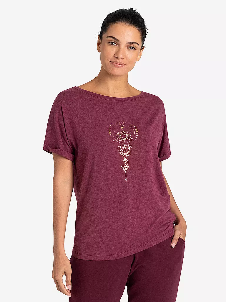 THE SPIRIT OF OM | Damen Yogashirt Eka Padma | dunkelrot