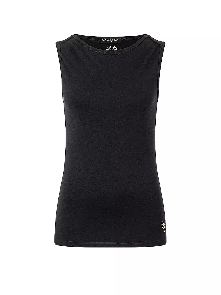 THE SPIRIT OF OM | Damen Yogatank Bambus High Neck | schwarz