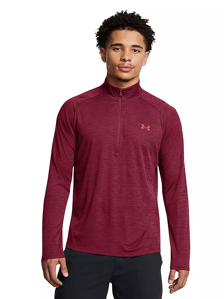 UNDER ARMOUR | Herren Fitnessshirt UA Tech™ Textured ½ Zip | dunkelrot